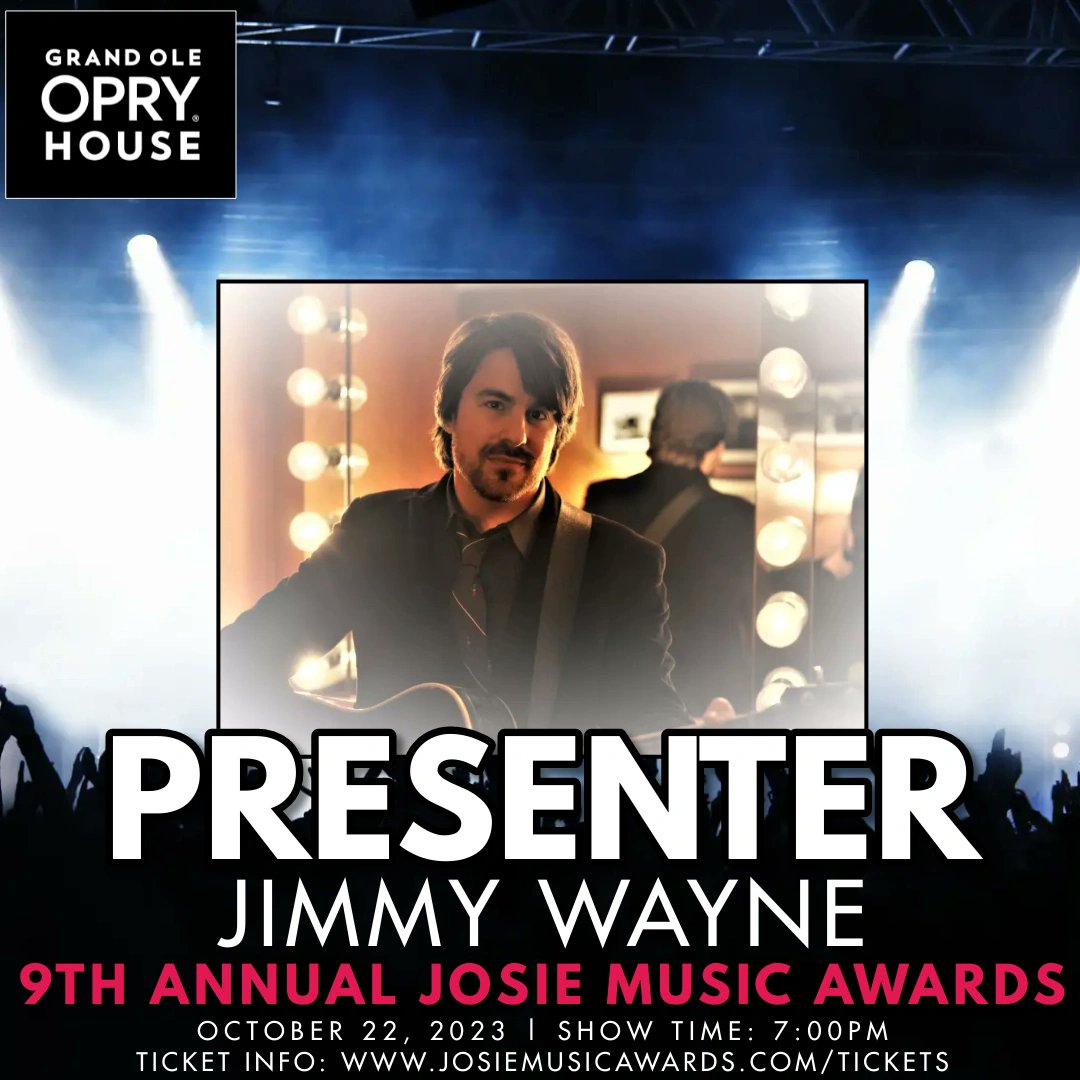 ANNOUNCEMENT: We are thrilled to have Keynote Speaker, New York Times Bestselling Author, and Award Winning Recording Artist <a href="/JimmyWayne/">JIMMY WAYNE</a> as a presenter for the 9th Annual Josie Music Awards on October 22nd at the Grand Ole Opry House. opry.com/show/2023-10-2…