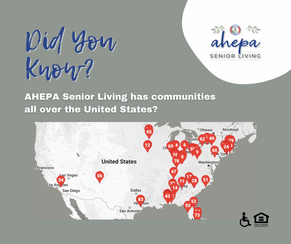 AhepaSL's tweet photo. Did you know we have independent living locations all over the United States? Learn more about our dedication to our residents and explore all locations.
https://t.co/njuUkHJ7JT
#AHEPASeniorLiving
#community
#affordablehousing
#olderadults
#HUD202 https://t.co/7QRcF6Dges