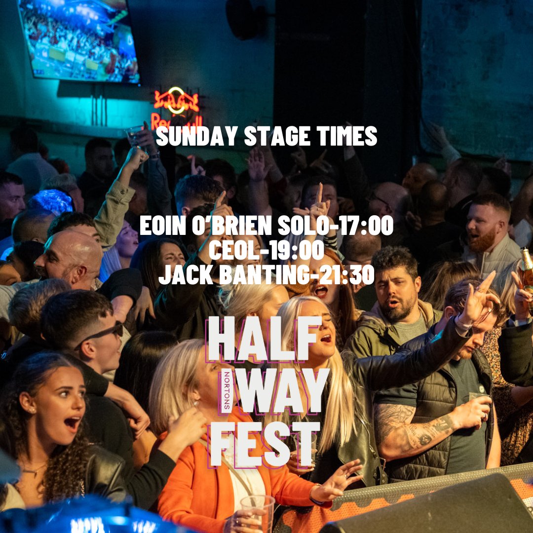 HERE WE GO! 

Allllll the stage times for our Halfway Fest this weekend! 

We can't wait to see all of your lovely faces there!

Grab your last-minute tickets here:
nortons.bar/half-way-festi…