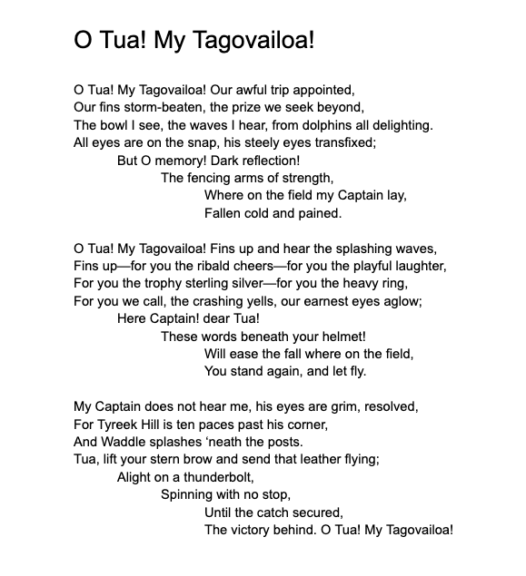 willfhenry's tweet photo. @Tua feeling inspired after the win this weekend, so I wrote you a poem.

During moments of weakness, I may pray for a Miami win. But even more I pray that God would continue to display His generosity through your ministry. And keep you safe. #FinsUp https://t.co/2Ubzw21YkX
