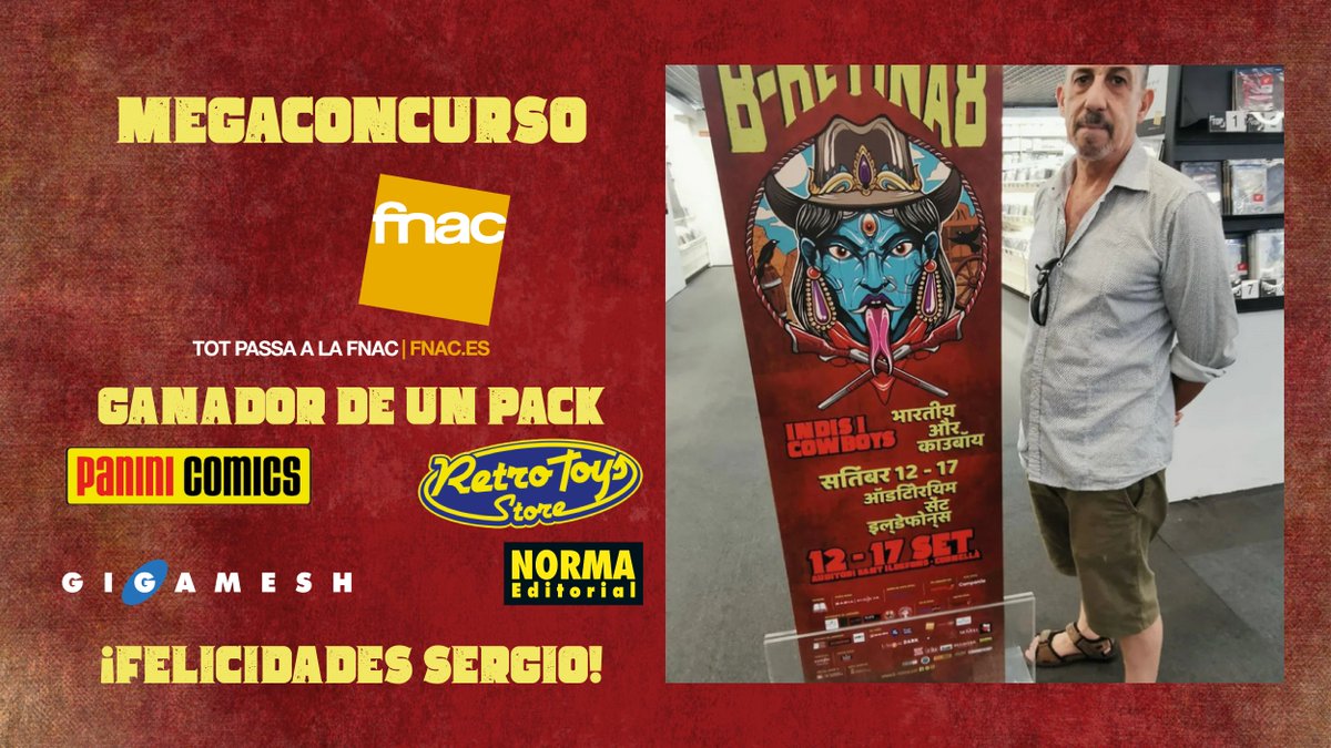 BRetinaFestival's tweet photo. Felicidades Sergio!!!!
Ganador del MEGACONCURSO @Fnac_ESP con regalos de @PaniniComicsEsp #Retrotoysstore @GigameshTienda y @NormaEditorial
Nos pondremos en contacto contigo para que traigas la carretilla. https://t.co/JXBq5iXCOZ