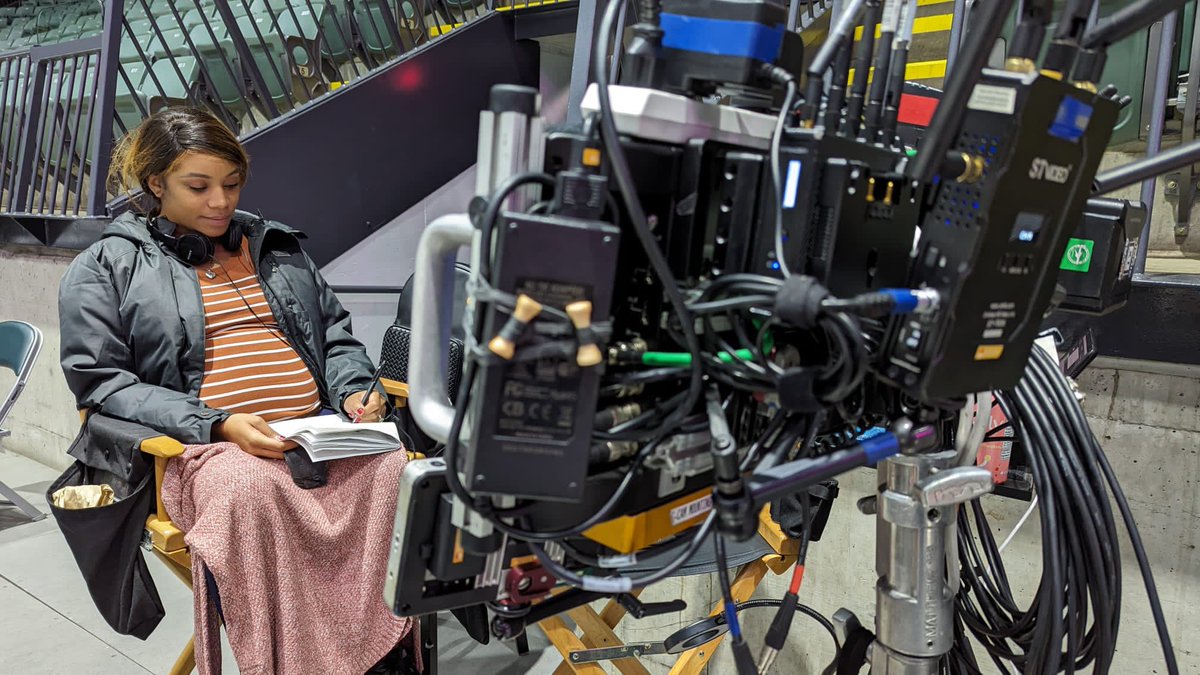 Share a photo of you getting the work done where it needs to be done in the hopes we can go back to doing what we do under a fair contract that’ll allow the next generation to do it as well.

(Ice Hockey Rink, 7mo preggo, &amp; hope to get back soon) 
#wga #SAGAFTRAstrong #WGAstrong