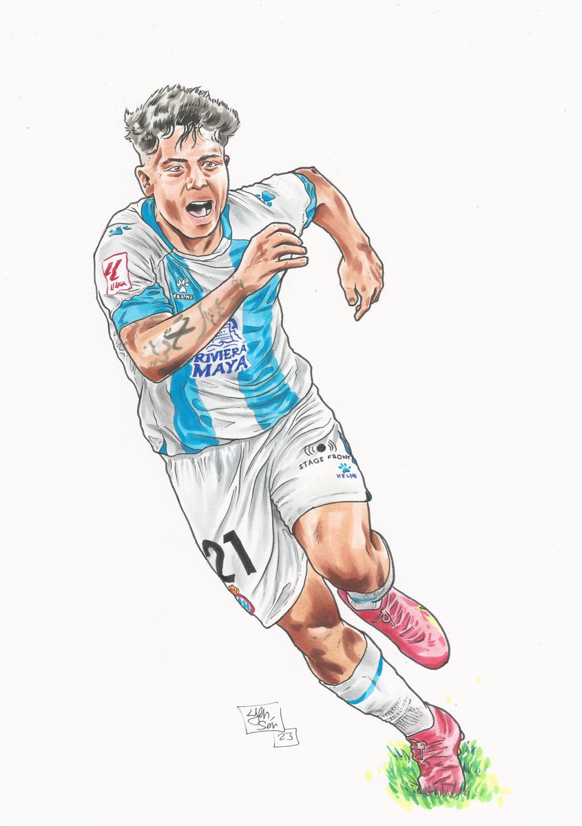 YenSanArt's tweet photo. Ya tenéis aquí la #ilustración de esta jornada de @LaLiga #hypermotion del @RCDEspanyol.

🤍💙Nuestro 21 y el futuro del #RCDE, @nicomr_ https://t.co/MXmNCbk8i7