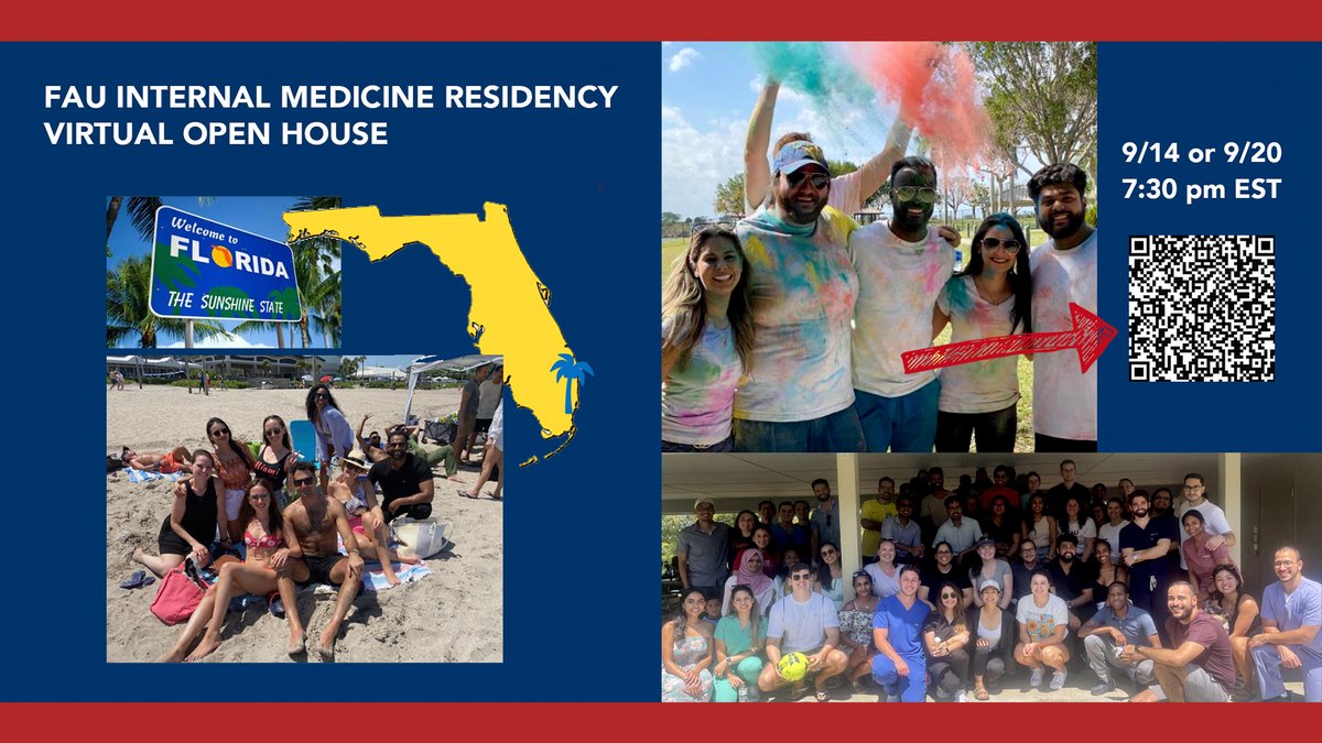 faucollegeofmed's tweet photo. Don't miss out on this incredible chance to explore #TrainingInParadise! 🌴Join @FAUmedIM on Zoom either 9/14 or 9/20 at 7:30 pm EST.

☀️🩺🦉Scan QR code or click https://t.co/TK6awU6AGC https://t.co/8KRpjeyL8h