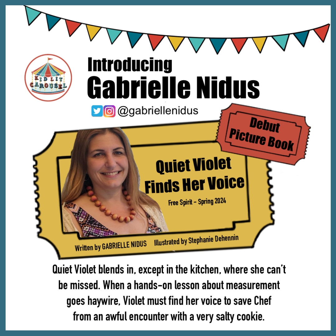 Meet #KidLitCarousel member <a href="/gabriellenidus/">Gabrielle Nidus</a>! We can’t wait for her #debut #picturebook QUIET VIOLET FINDS HER VOICE, illus. by <a href="/Poodle_Soup/">Stephanie Dehennin</a>, celebrating the power of bold, quiet people. From <a href="/FreeSpiritBooks/">Free Spirit Publishing</a> Mar 19, 2024 - available for pre-order! #kidlit #SELbooksforkids