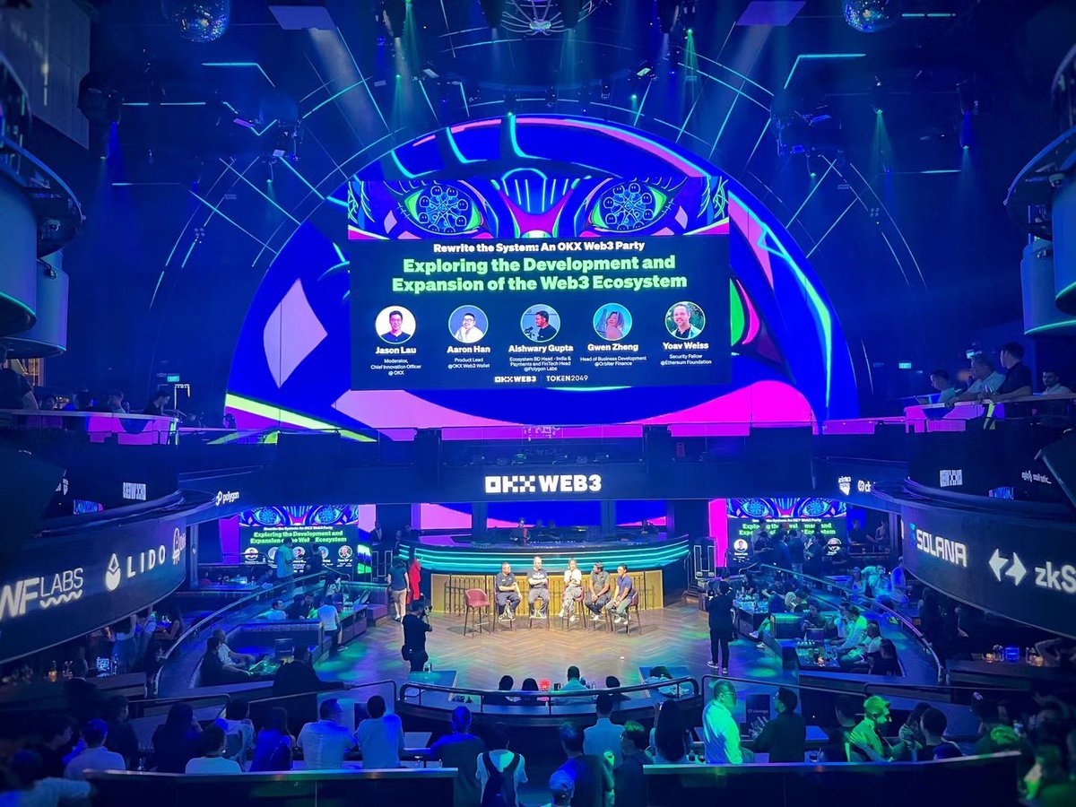 cubicgameai's tweet photo. Team #Cubic had the best time at @okxweb3 ‘Rewrite the System’ party during #token2049 Singapore🔥More than 1000 people in attendance, celebrating the finest moments in Web3🙏 https://t.co/Ome6JqR2bB