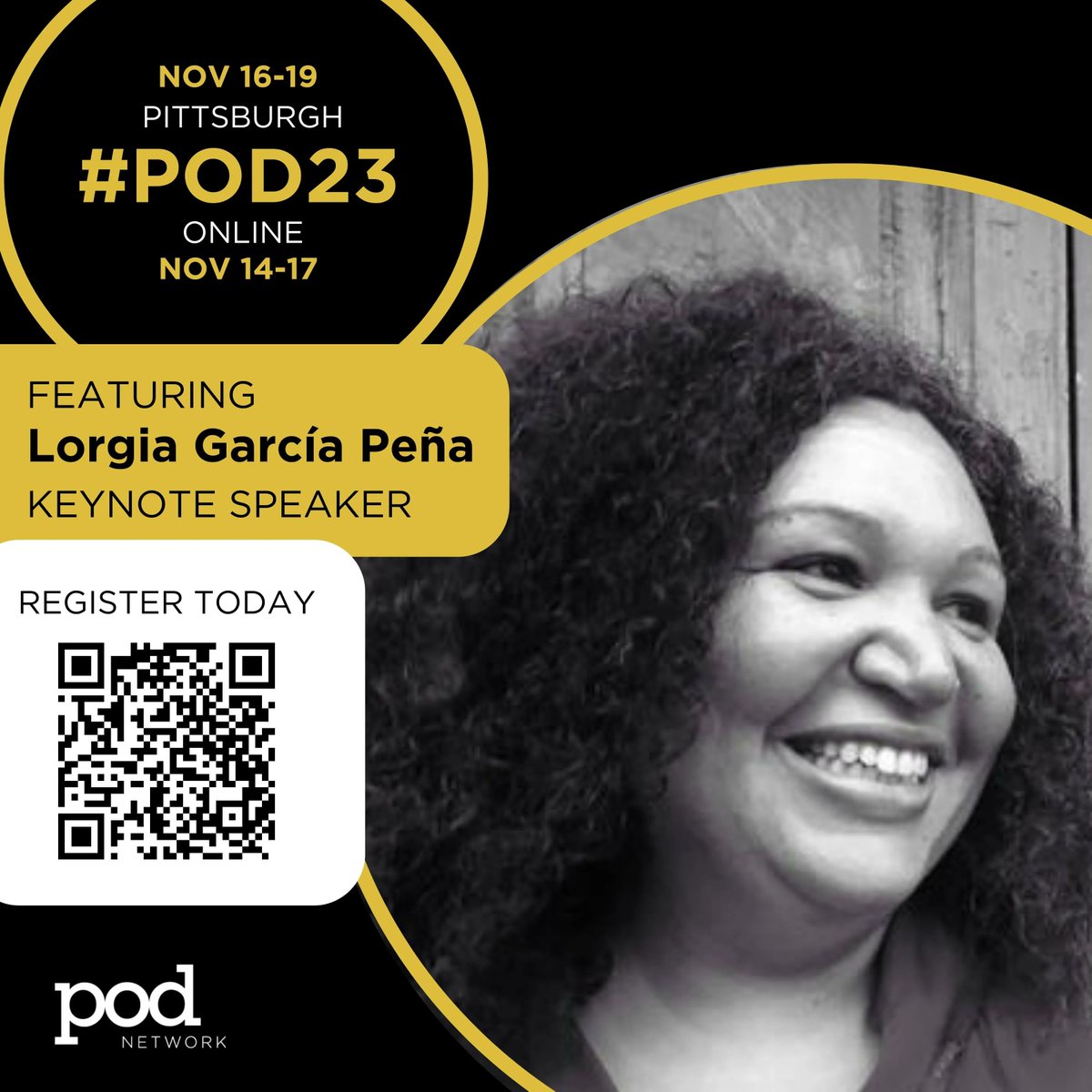 Exciting news! Dr. Lorgia García Peña, a renowned Latinx Studies scholar, activist, and writer, will be the keynote speaker at the 48th Annual POD Network Conference. Get ready for an inspiring talk! Register today: buff.ly/3TSNTpd #POD23