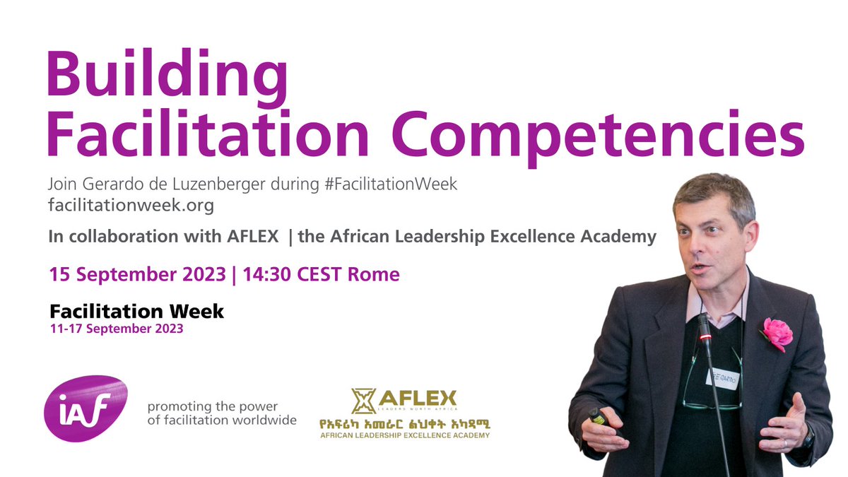 This session is dedicated to outlining what the 6 areas of competence of a facilitator are. The event is organised in collaboration with AFLEX – the African Leadership Excellence Academy. Learn more about this event all other Facilitation Week events at facilitationweek.org