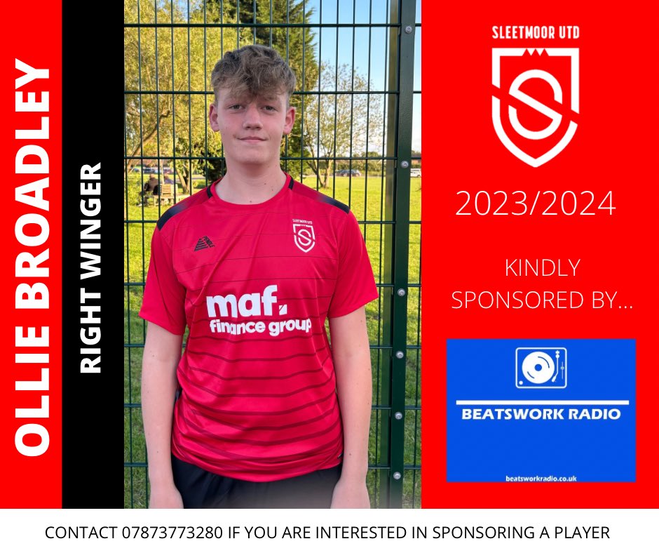 SleetmoorUtd's tweet photo. Massive thanks to BeatsworkRadio for sponsoring Ollie for the 23/24 season 🔴⚫️

Beatswork Radio was formed in January 2023

Beatswork Radio has grown massively with over 14,000 hits on their website &amp; over 40,000 views on Mixcloud, Twitch and Kick

Ihttps://beatsworkradio.co.uk/ https://t.co/8Ekc832YLJ