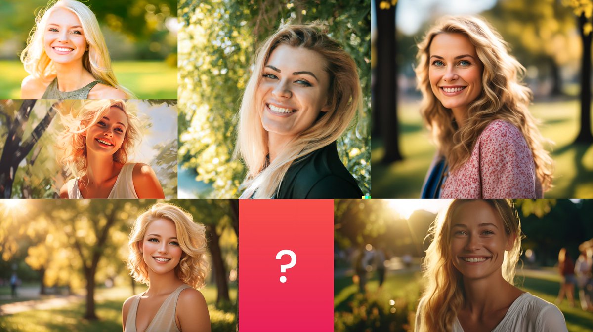 RemiPour's tweet photo. Have AIs (LLMs) got biases? 🧐

I tried to generate images with @midjourney , @StableDiffusion , @leonardoai , Dall-e and @runwayml , using the same prompt to evaluate the results : "portrait of a happy and smiling blond woman, in a park, sunny day".

Here is the result 👇 https://t.co/H53oZ1fEax
