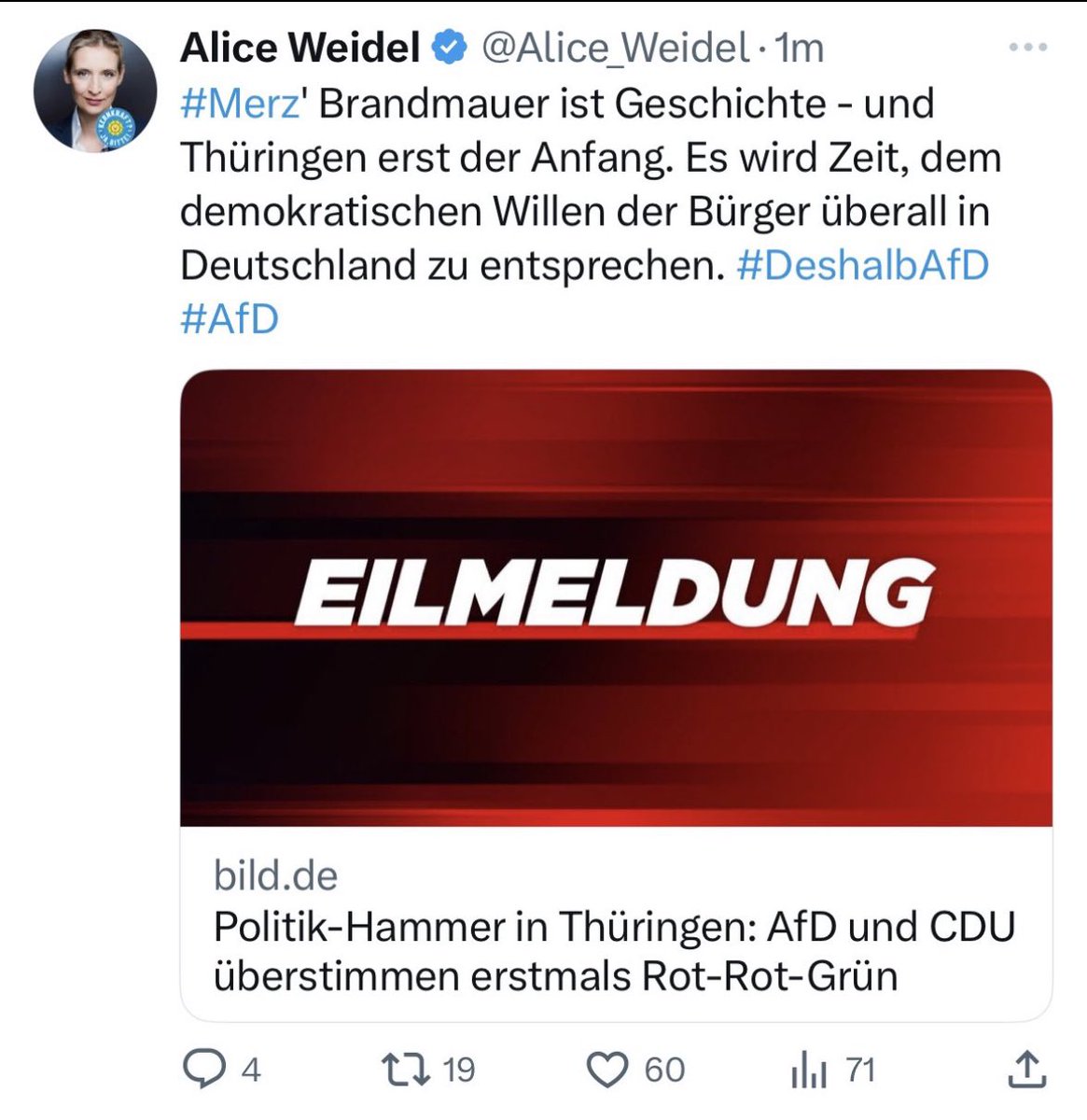 „Die CDU hat doch nur ihre Politik durchgesetzt.“ - Mit dieser Argumentation läßt sich auch eine von der AfD-tolerierte CDU-Minderheitsregierung begründen. Der Weg dorthin ist kürzer und rutschiger, als viele denken. „Wehret den Anfängen“ geht anders. #Brandmauer auch.