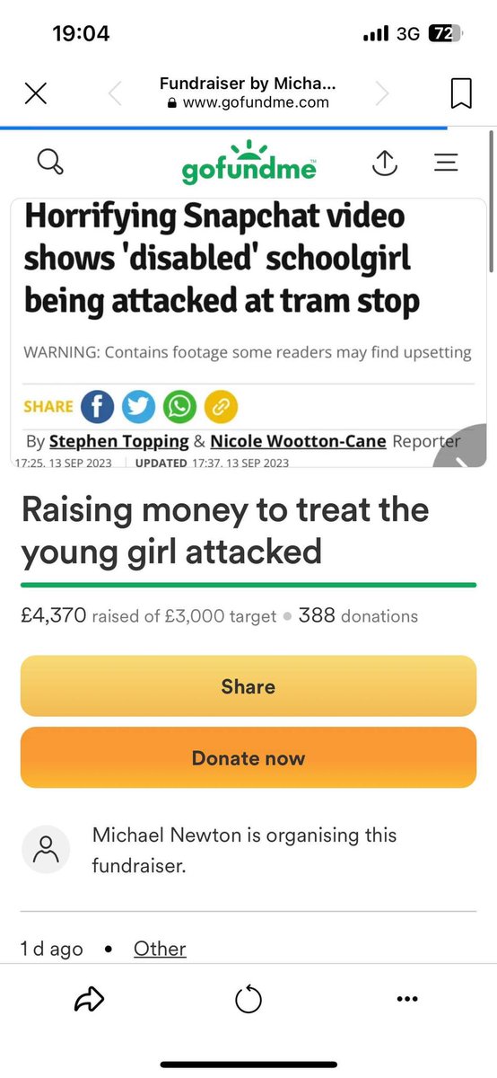 Larkin1033's tweet photo. @RayRayOfficial She lives in my area. A just giving page was set up last night with the hopes of reaching £500. It’s currently at £4,370 🥰 https://t.co/3n6l0RAK5l