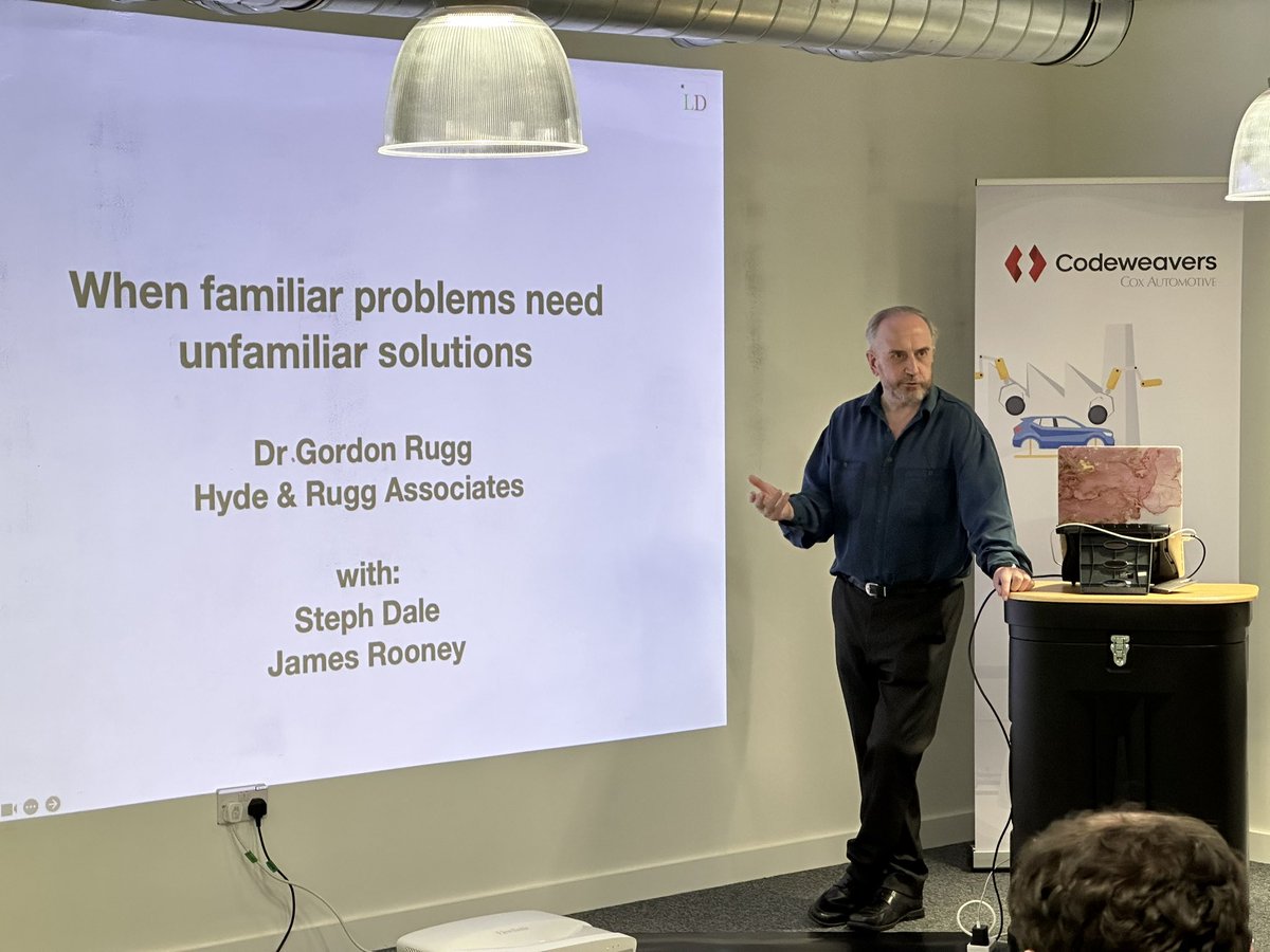staffswebmeetup's tweet photo. We're live at #StaffsWebMeetup! Gordon Rugg is diving into the world of problem-solving. https://t.co/cHgFP2eRop
