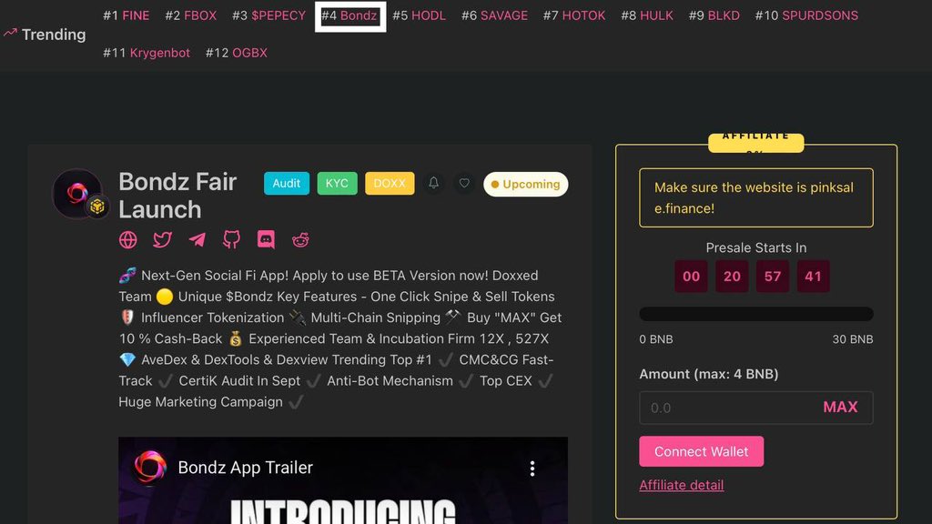 bondzapp's tweet photo. 💰 $BONDZ Now Trending #4 On Pinksale 💰 Last 20 Hours! ⏰

✅ PinkSale: https://t.co/rmmjUZuAir https://t.co/9bNs3yDsTT