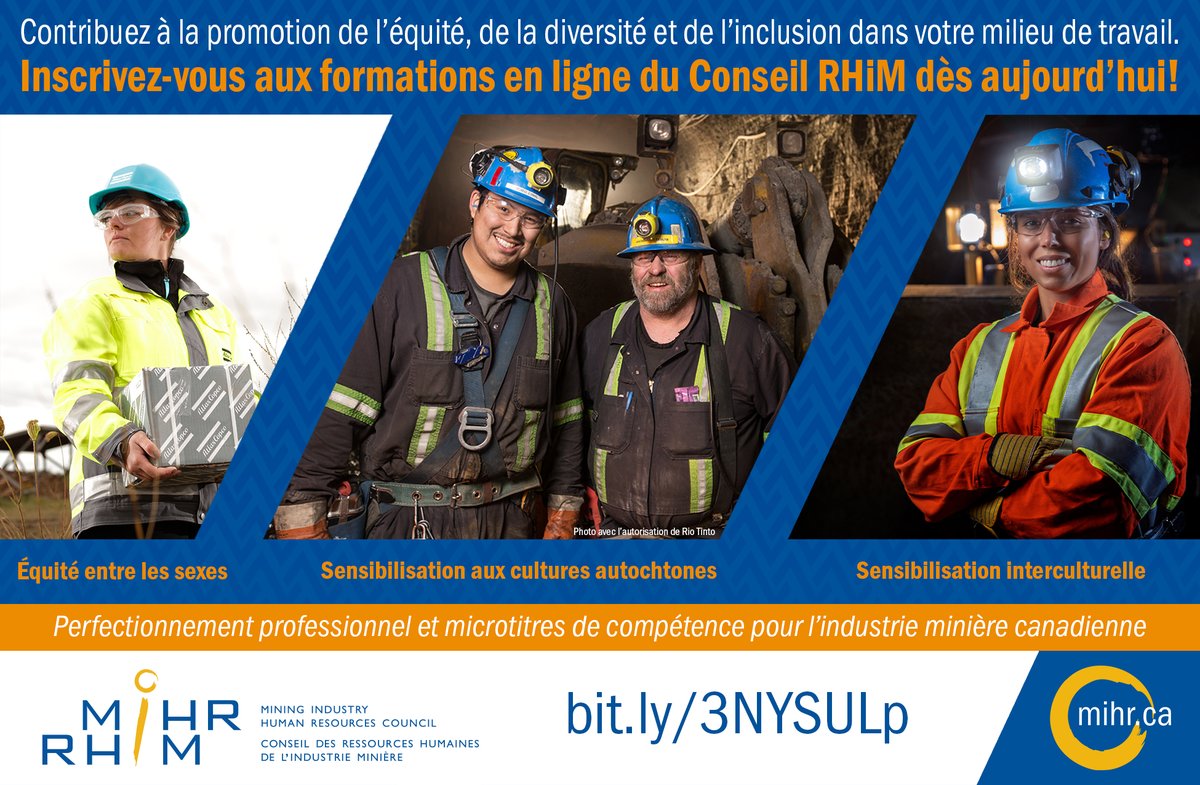 MiHRCouncil's tweet photo. Diversifying the talent pool will help the mining sector’s evolving needs. MiHR's suite of eLearning offerings helps the mining industry advance equity, diversity and inclusion in the workplace. 
Visit https://t.co/biILL09c4Y to explore three eLearning opportunities. https://t.co/ZwTd9w5bv4