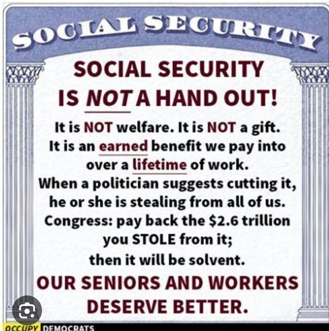 <a href="/mmpadellan/">BrooklynDad_Defiant!☮️</a> My friends and I have been paying Social Security &amp; Medicare taxes for OVER 50 years now. These are our hard earned monies and NOBODY has a right to tamper with these investments!