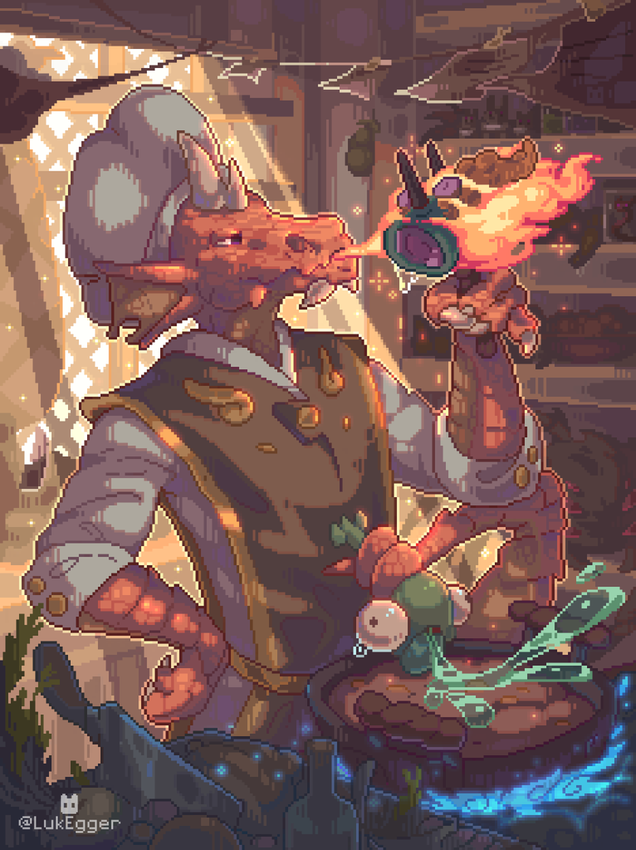 LukEgger's tweet photo. Pixel Splash Art - Tavern Cook🔥✨
#art #pixelart  #ドット絵 https://t.co/SSVtZsSq0h