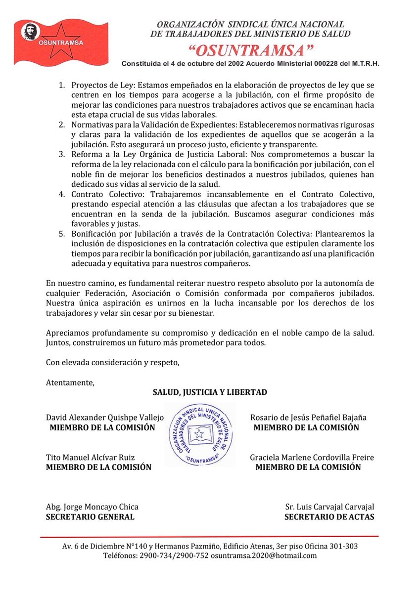 OSUNTRAMSAMSP's tweet photo. 🚨📢¡ATENCIÓN Información Importante para Nuestros Trabajadores!

Ponemos en conocimiento la Circular Nacional de OSUNTRAMSA para todos nuestros valorados trabajadoresdel Ministeriode SaludPública. Esta circular contiene información relevante.

#OSUNTRAMSA #Circularnacional https://t.co/7XU3eIVBat