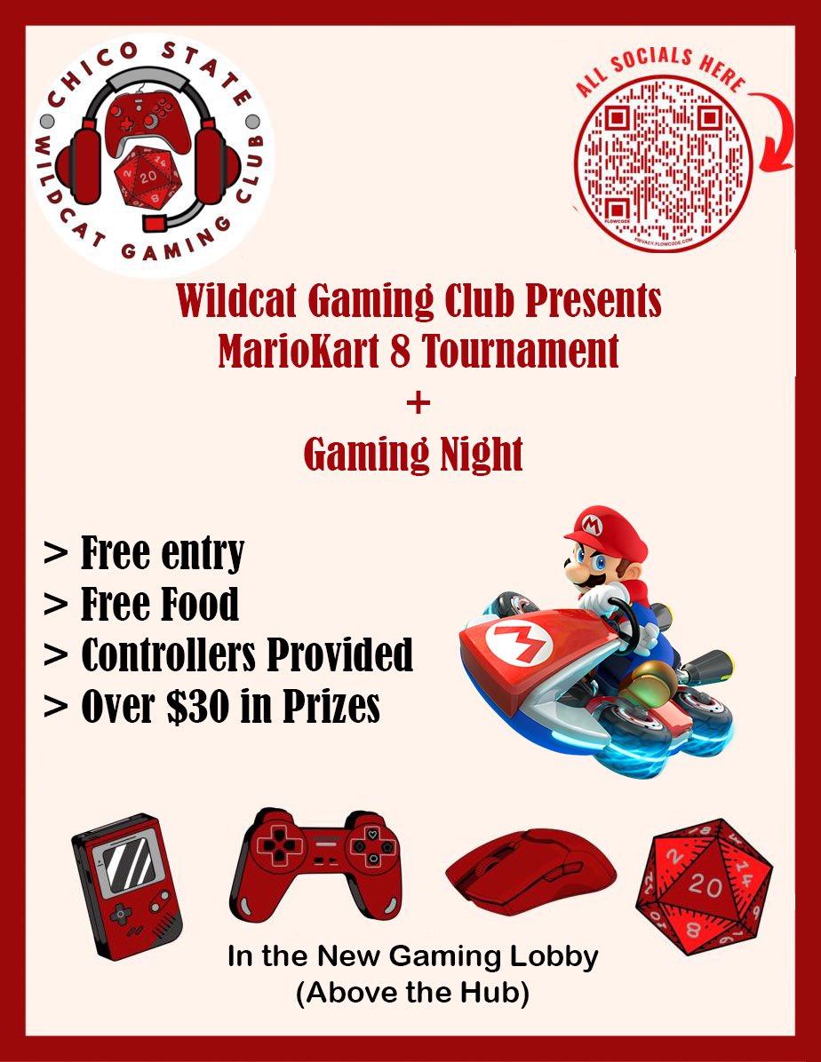 csucgaming's tweet photo. Hey wildcats!!
Head on up to the wildcat gaming lobby tonight for tonight’s tournament and game night! You’ll find us on the 2nd floor of the HUB, and youll also find rewards and pizza! https://t.co/NiD3sNAHh0