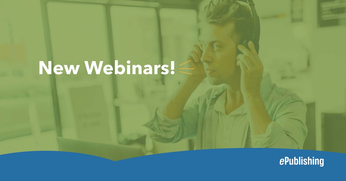 ePublishingCom's tweet image. Today, we’re excited to announce the release of three new webinars - one for Multipub clients, one for Ellington clients, and a third for Continuum prospects. Find details on each session here: epublishing.com/news/2023/sep/…