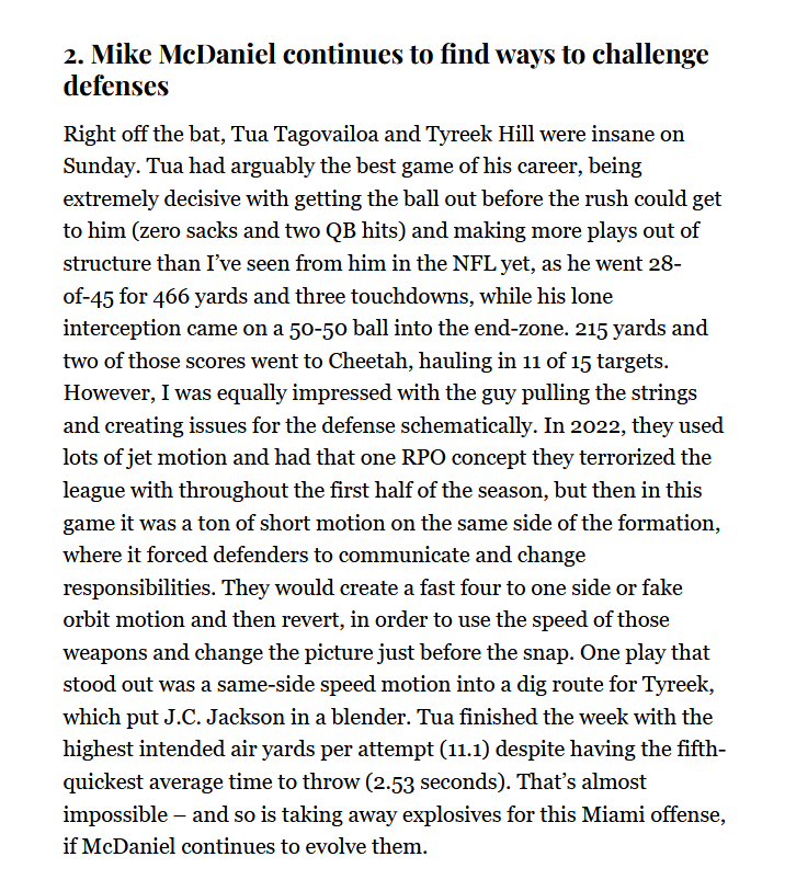 halilsfbtalk's tweet photo. I went into the Dolphins' offensive explosion in more detail as part of my #NFLWeekOne review. π¨
Three takeaways from all 16 matchups:
https://t.co/ajlqwSmPbB
#NFL #Footballtalk #NFLAll22 #NFLFilmReview #MIAvsLAC #FinsUp #BoltUp #NFLTwitter https://t.co/jLhBIH0eYp