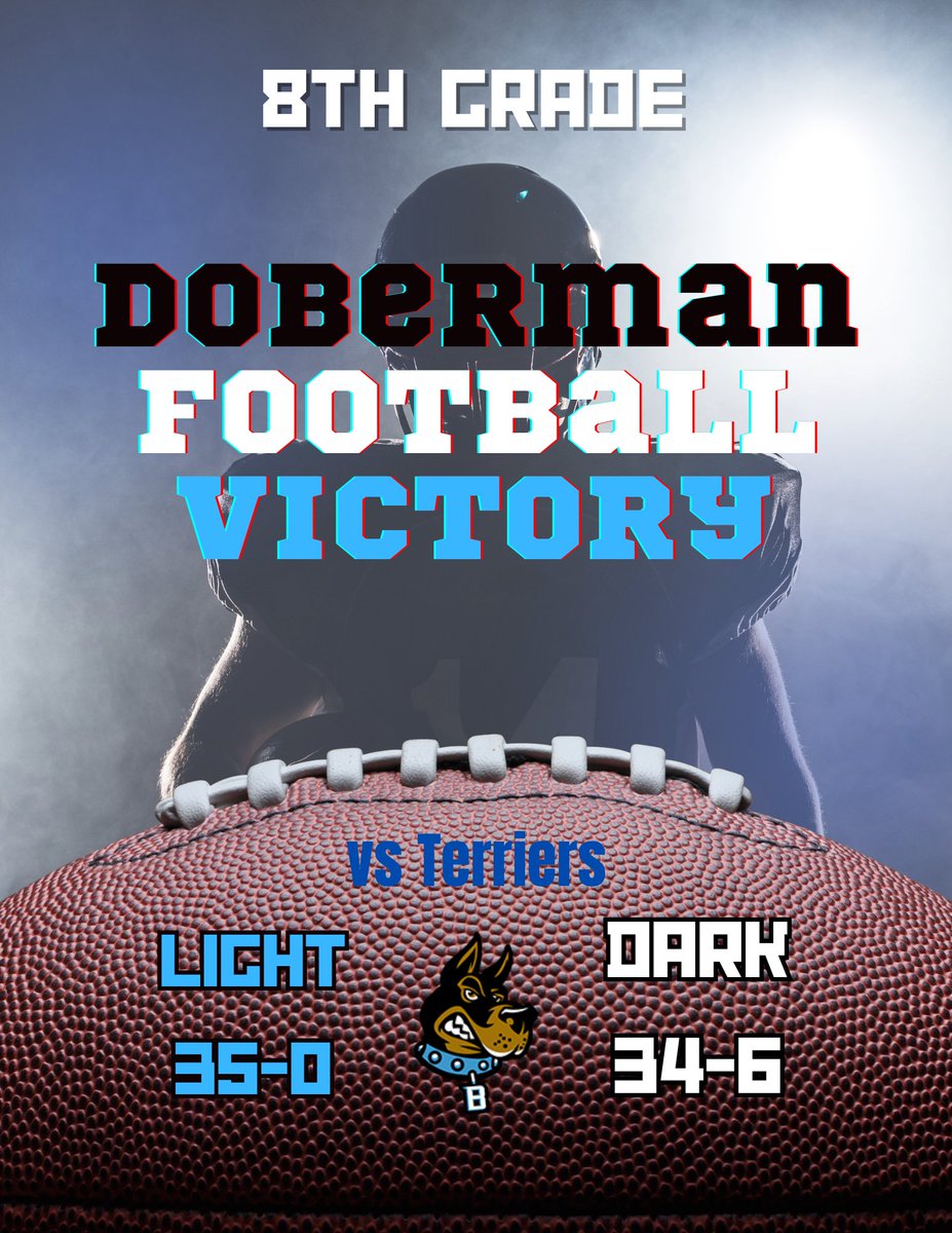 Congratulations to our 8th grade football teams on their victories at last night's game🏈 Way to go🔥 #DobermanStrong #DobermanFootball #DobiePride @bmsdobies