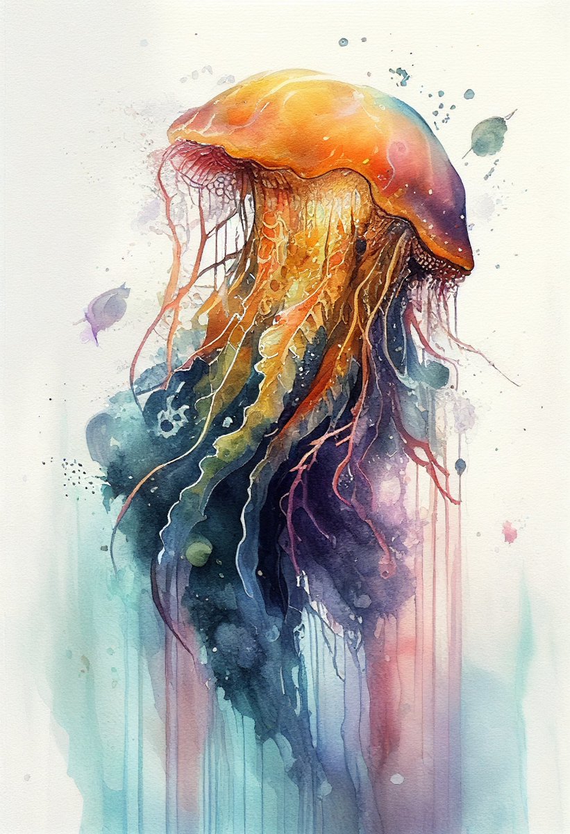 splash_gallery's tweet photo. Splash into the depths of the ocean with this stunning #jellyfish  artwork! Let the world of #WildlifeArt captivate you through #WatercolorPainting. Whether you're into #FineArtPrints or crave #OriginalWatercolours, Make this artwork yours today. hit it https://t.co/CA6cd1kbgo https://t.co/80MwcbkvEO