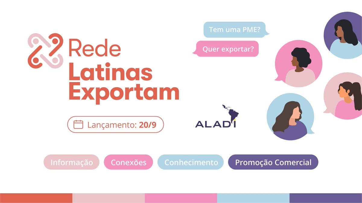 ALADI_SG's tweet photo. Rede Latinas Exportam

Um espaço de encontro para empresárias e empreendedoras da região:

✔️ Intercâmbio de contatos
✔️Promoção de alianças
✔️Apoio à internacionalização de negócios

📆 Lançamento: 20/9

🔗Mais informação: https://t.co/aDZwiiVVME https://t.co/lEwGEMHqhW