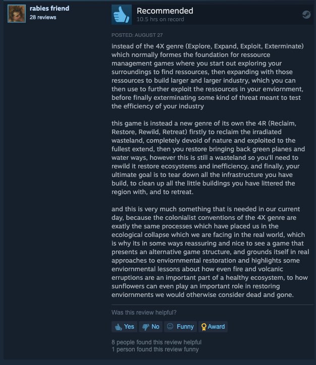 The four Rs of regenerative gaming