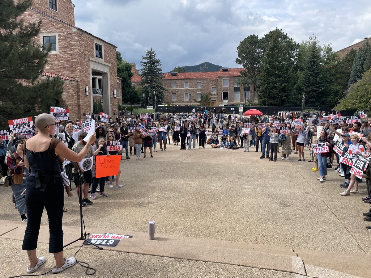 Faculty and staff at @CUBoulder are walking out over low wages today