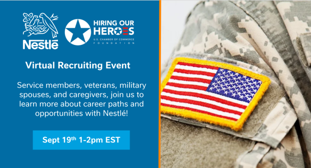 smittycol's tweet photo. Register Today: Tuesday's Nestlé &amp; Hiring Our Heroes Recruiting Event #emp https://t.co/KyE2GFEM4u https://t.co/0JymxNosyY