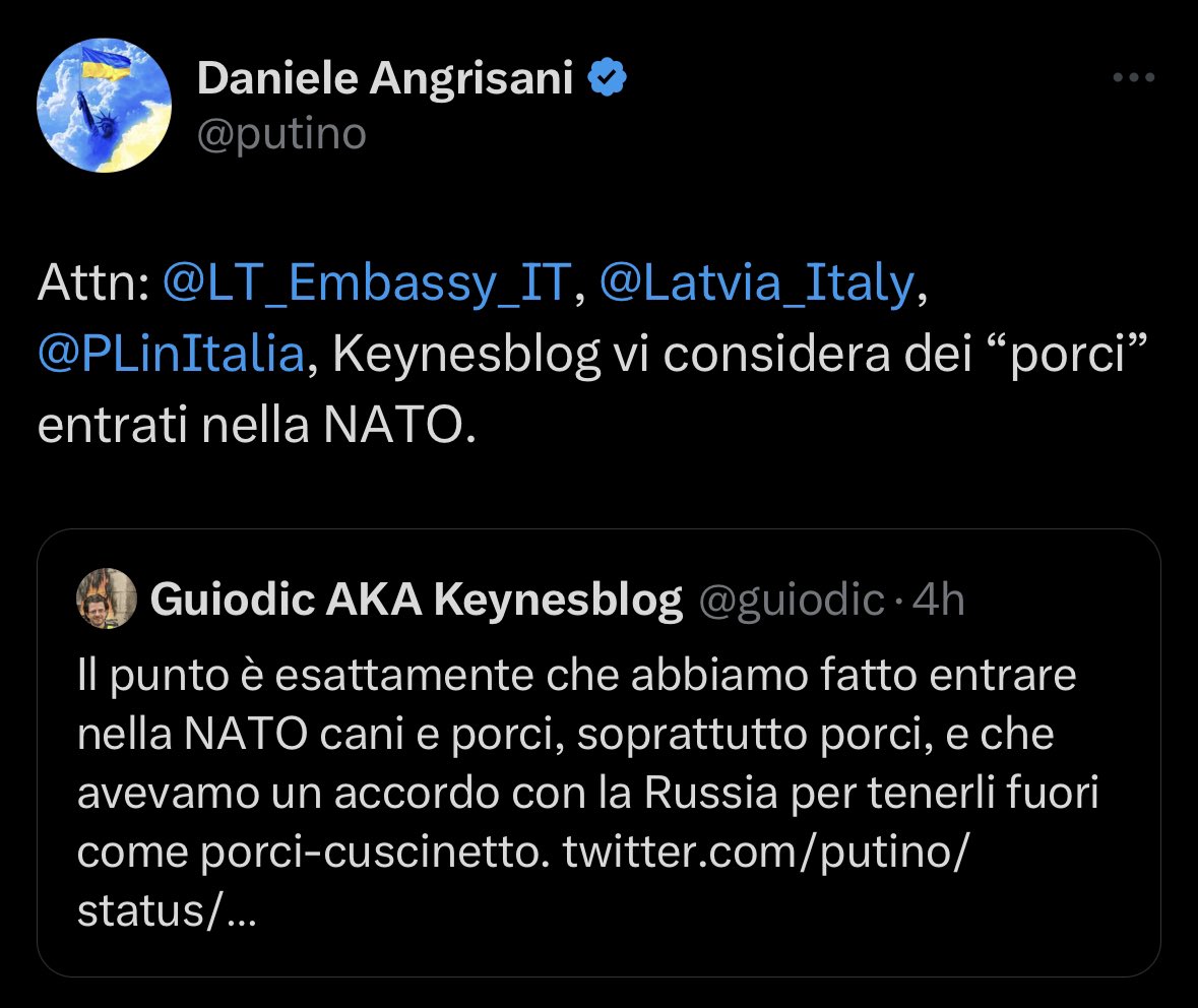 Chissà come mai Keynesblog ha cancellato il suo post dopo che ho taggato le Ambasciate dei Paesi che ha definito “porci”.