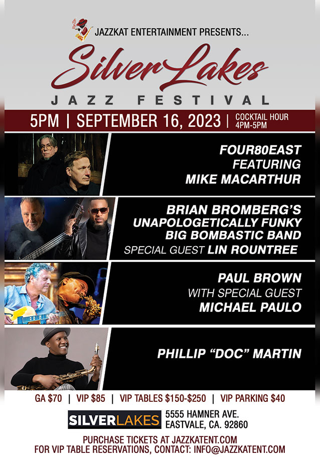 Update...just  added the amazing Michael Paulo to the line up this Saturday, September  16 for the SilverLakes Jazz Fesitval! It is going to be a great show,  please join us!