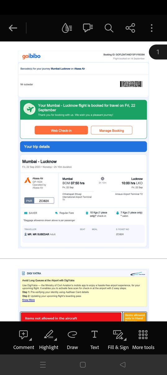 shahnawaz95's tweet photo. "Hello @AkasaAir , I accidentally booked a ticket for 22/09/2023 instead of the intended date. My PNR is ZCI82X, Name: Mr. Subedar. I would like to request a refund or reschedule my flight from Mumbai to Lucknow. Please assist me in resolving this issue.Thank you. #RefundRequest https://t.co/5eIbKakECp