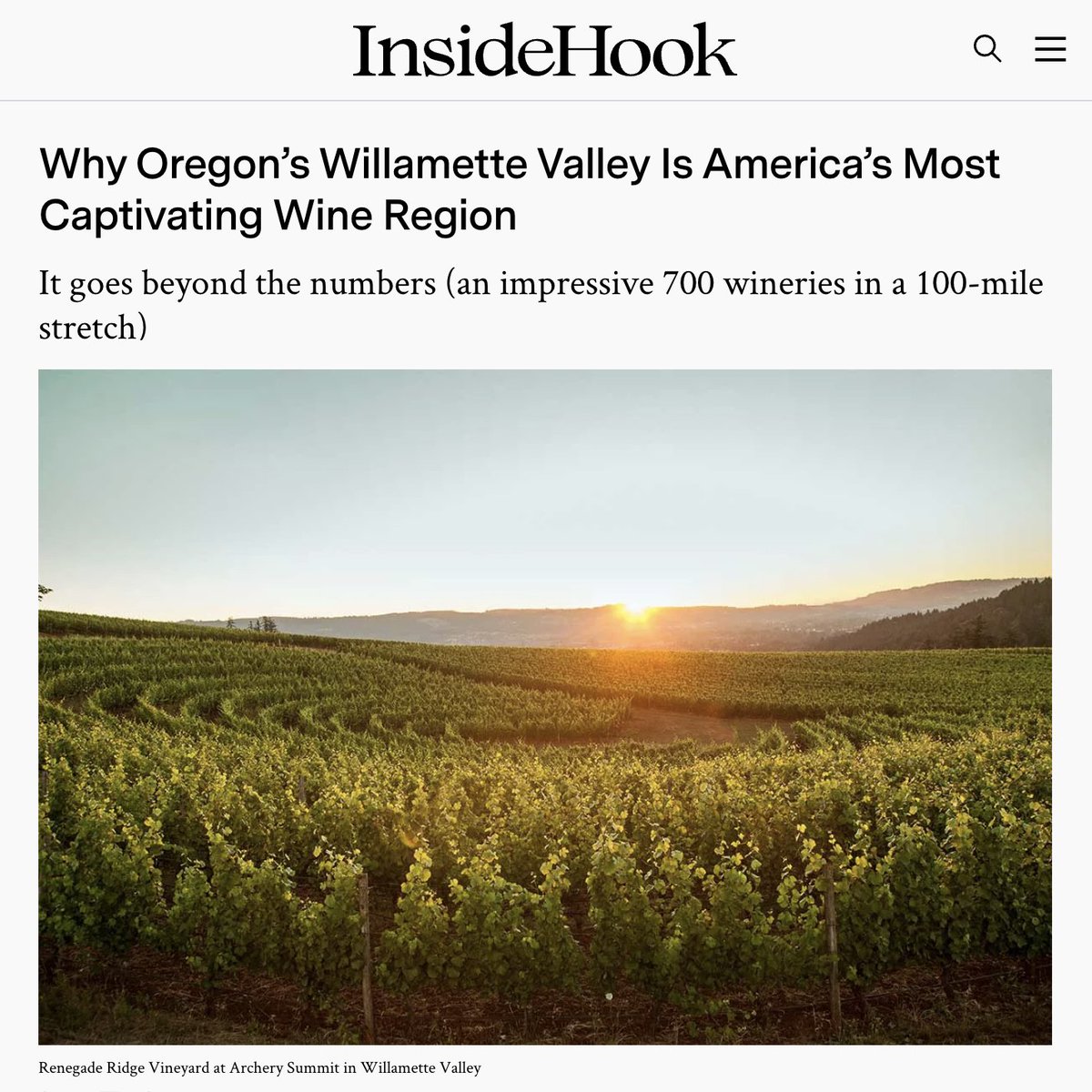 A lovely read from <a href="/insidehook/">InsideHook</a> that highlights our wonderful Willamette Valley and gives lots of love to Dundee Hills wineries <a href="/archerysummit/">Archery Summit</a> (photographed above) and <a href="/langewinery/">langewinery</a>.

Check it out:
insidehook.com/article/booze/…
