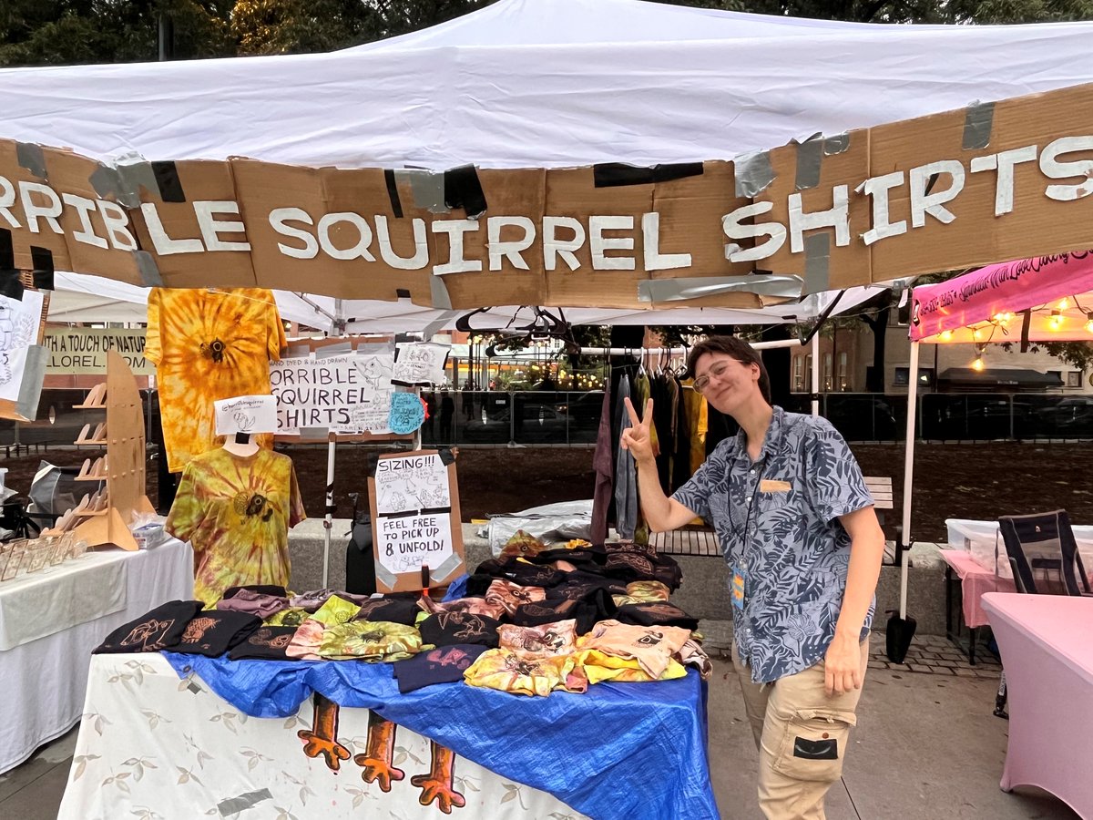 BrandFuel's tweet photo. Horrible Squirrel Shirts. We met Sammy Newman, @otterlogic, at The @hopscotchfest and loved everything about her persona. We salute her individuality, creativity, joy of life and her merch. You can find out more and help by buying her art: https://t.co/S1fN18lEFZ ๐๐๐พ https://t.co/ov0hiBuHLy