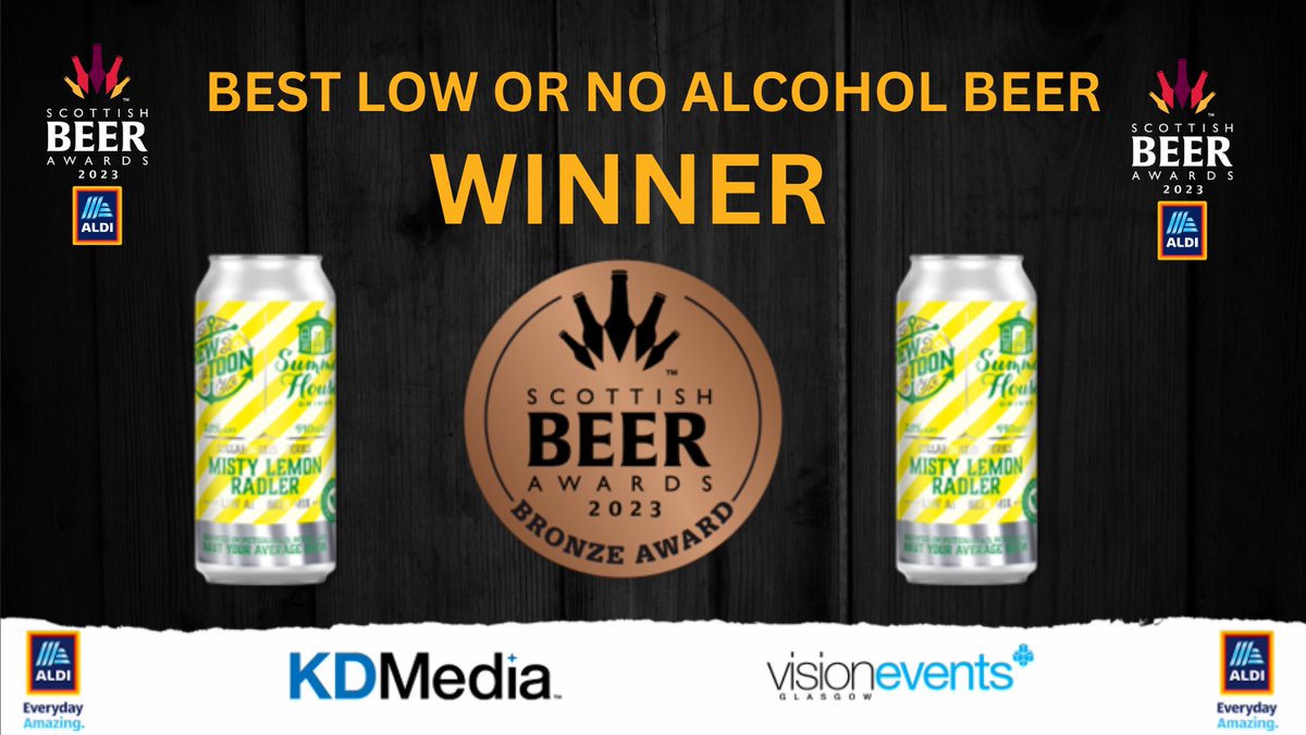 We're thrilled to announce the Bronze winner of the Best Low & No Alcohol Beer category! 🍻🏆

Congratulations to @BrewToon for their incredible brew,  Misty Lemon Radler!

#LowAlcoholBeer #BronzeWinner #ScottishBeerAwards