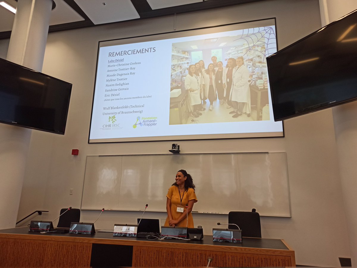 CongresBISP's tweet photo. Première session de présentations orales: du microbiome de la phyllosphère aux mécanismes de pathogénicité. Une session 100% feminine 💪
@gen_lajoie , @d_oliveirathays , Manon Henry, @trottier_mylene.
@inrsciences @mcgillu @UMontreal @med_umontreal 
#BISP2023 #femmesensciences https://t.co/JPGCvB5lHR