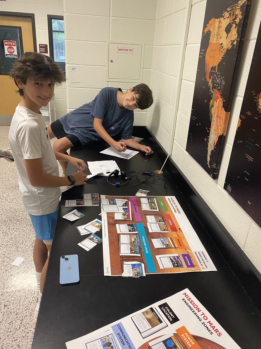 MrsLoden's tweet photo. @NASA hopes to send astronauts to Mars in the 2030s. Our FMS future engineers are busy working on the logistics of planning out a Mars Colony! #spaceexploration #engineering #nasa #futureengineers #middleschool #stem #ccsdfam @CherokeeSchools https://t.co/5rA6PqWmVl