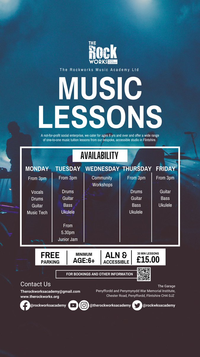 Learn to play an Instrument. Book a 121 lesson now at our brand new Flintshire Studio in Penyffordd. Ages 6+. 🥁🎸🎤🎵

 #musiclessons #musictutorsnorthwales #rockworksacademy #flintshiremusictuition