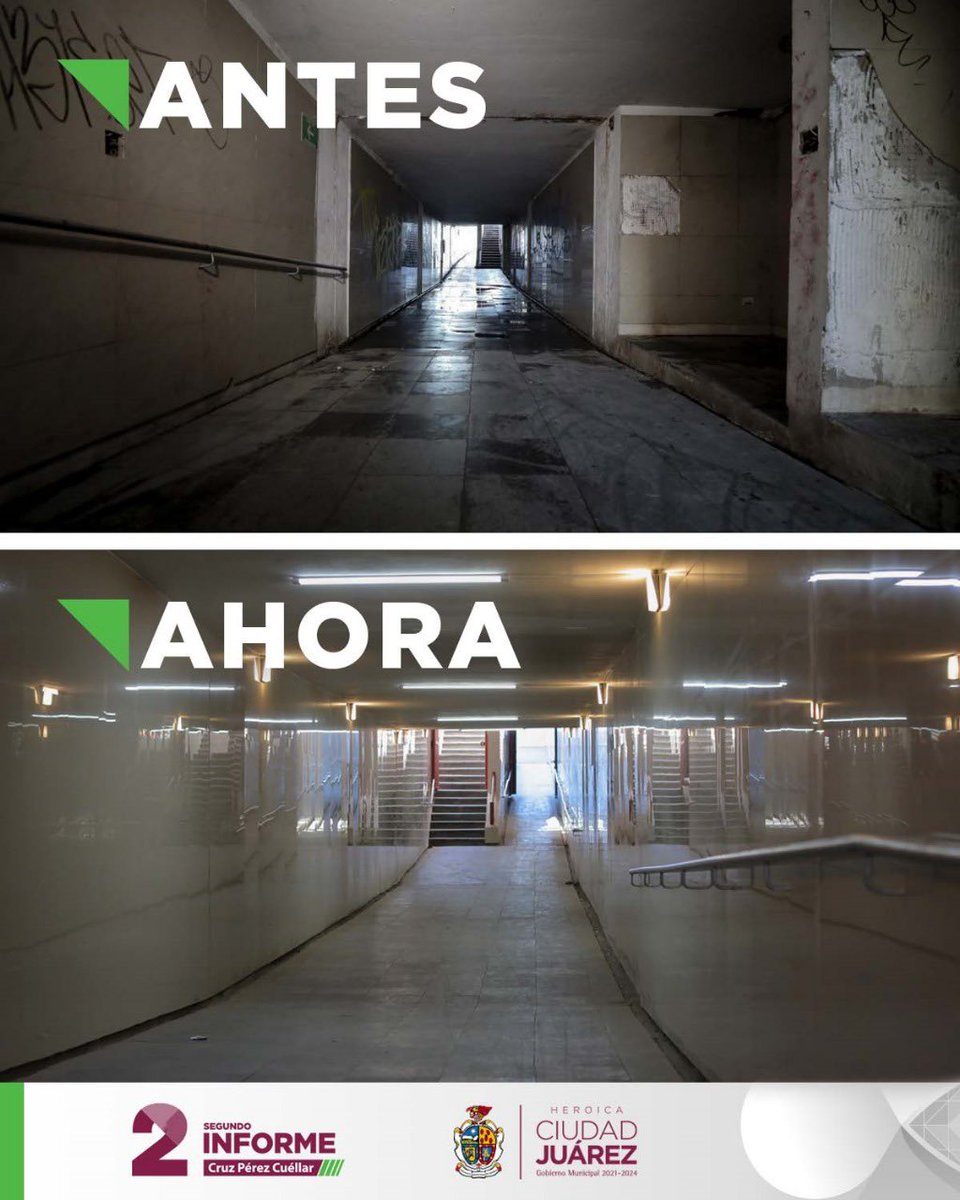 Le devolvimos la funcionalidad al túnel peatonal de la avenida 16 de Septiembre y con ello protegemos la vida e integridad de quienes necesitan cruzar cuando el tren pasa en esa área. Ahora hay vigilancia, iluminación y quedó bien perrote. 🚂⚠️💪🏼 #ElCambioYaSeNota