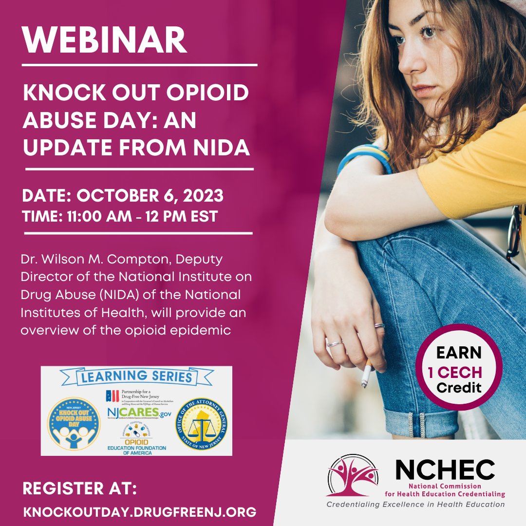 ChesMches's tweet image. It's#NationalRecoveryMonth – check out this free #CECH event coming your way on October 6th!

Knock Out Opioid Abuse Day– worth 1 CECH

Register: ow.ly/2j5Z50PILIC
#MentalHealth #SubstanceAbuse #HealthEducation #Recovery #OpioidEpidemic