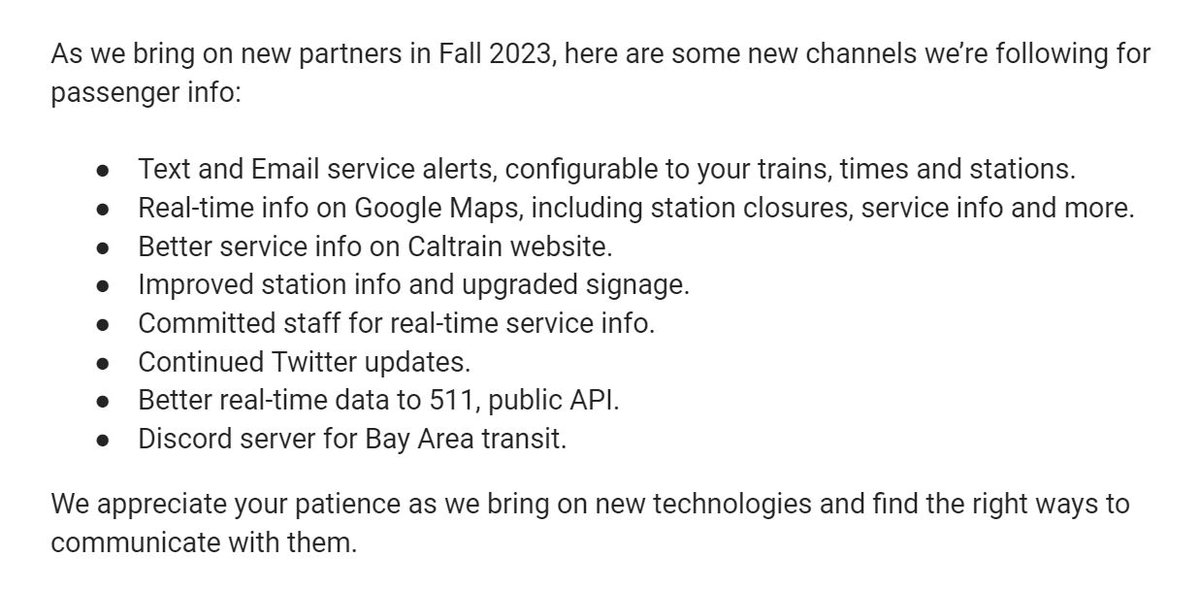 Caltrain's tweet photo. A Note on Caltrain Alerts and Service Communication:

https://t.co/1bqDrhdHiT https://t.co/OfYkhuIFFU