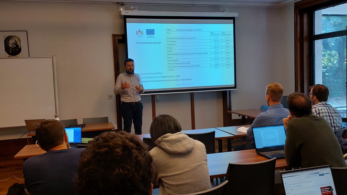 DemObsEU's tweet photo. Prof. @rdandoy gave a seminar at the @IEE_Bruxelles and @SciencePoULB on:
'The EU as a watchdog of democracy worldwide ? The EU #ElectionObservation missions' https://t.co/JRADcUV6Ua