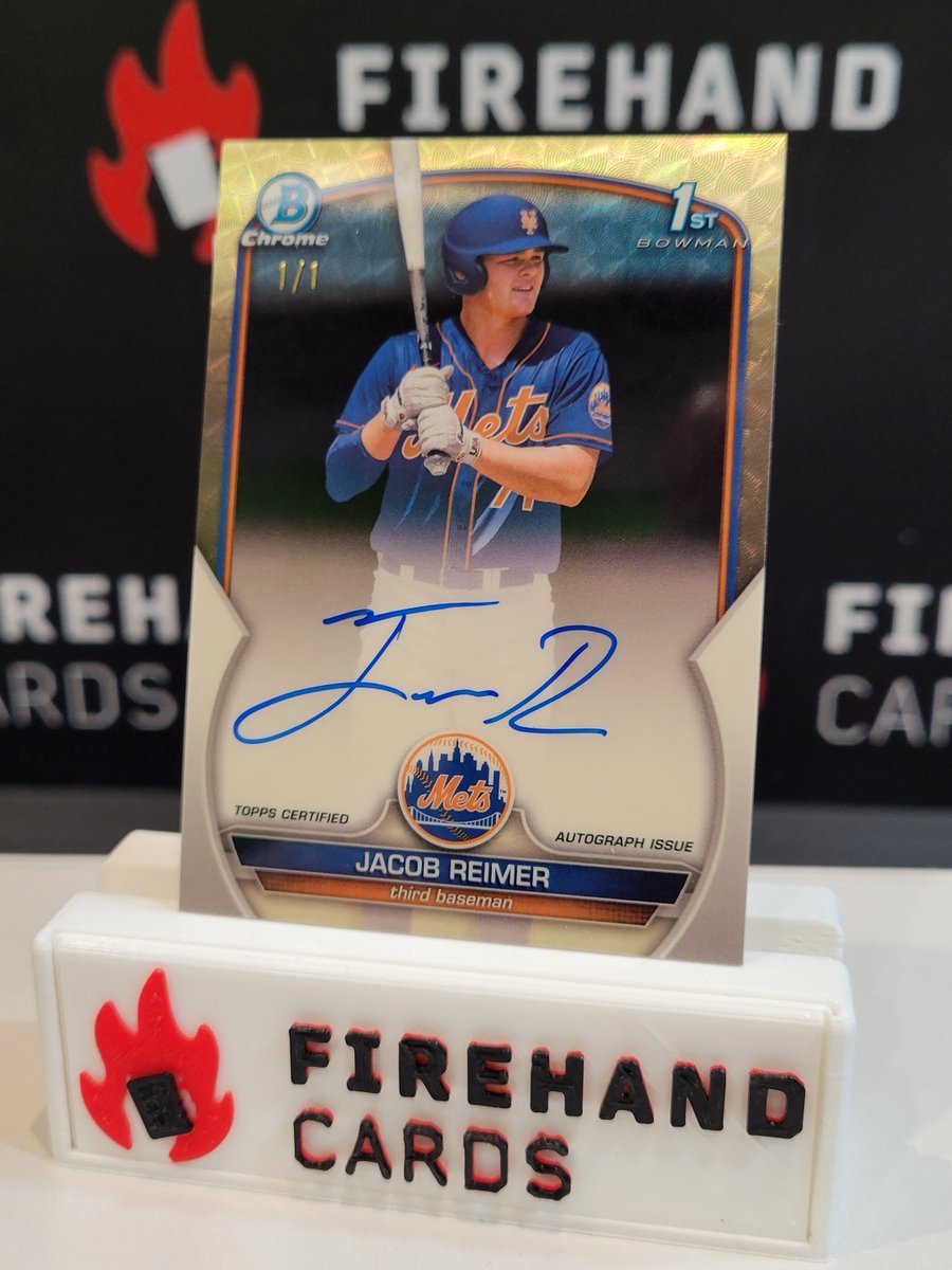 FireHandCards's tweet photo. 🔥 Jacob Reimer 🔥 
2023 Bowman Chrome
Prospect Autographs 
⭐️Superfractor 1/1⭐️

#firehand #groupbreaks #thehobby 

Join a break with us: https://t.co/15sUr77QZI https://t.co/wjIoN3lwkT