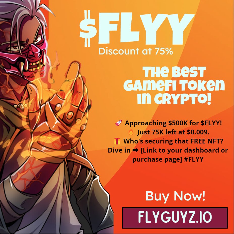 🚀 Approaching $500K for $FLYY! 🔥 Just 75K left at $0.009. 🎁 Who's securing that FREE NFT? Dive in! ➡️ dashboard.flyguyz.io #FLYY