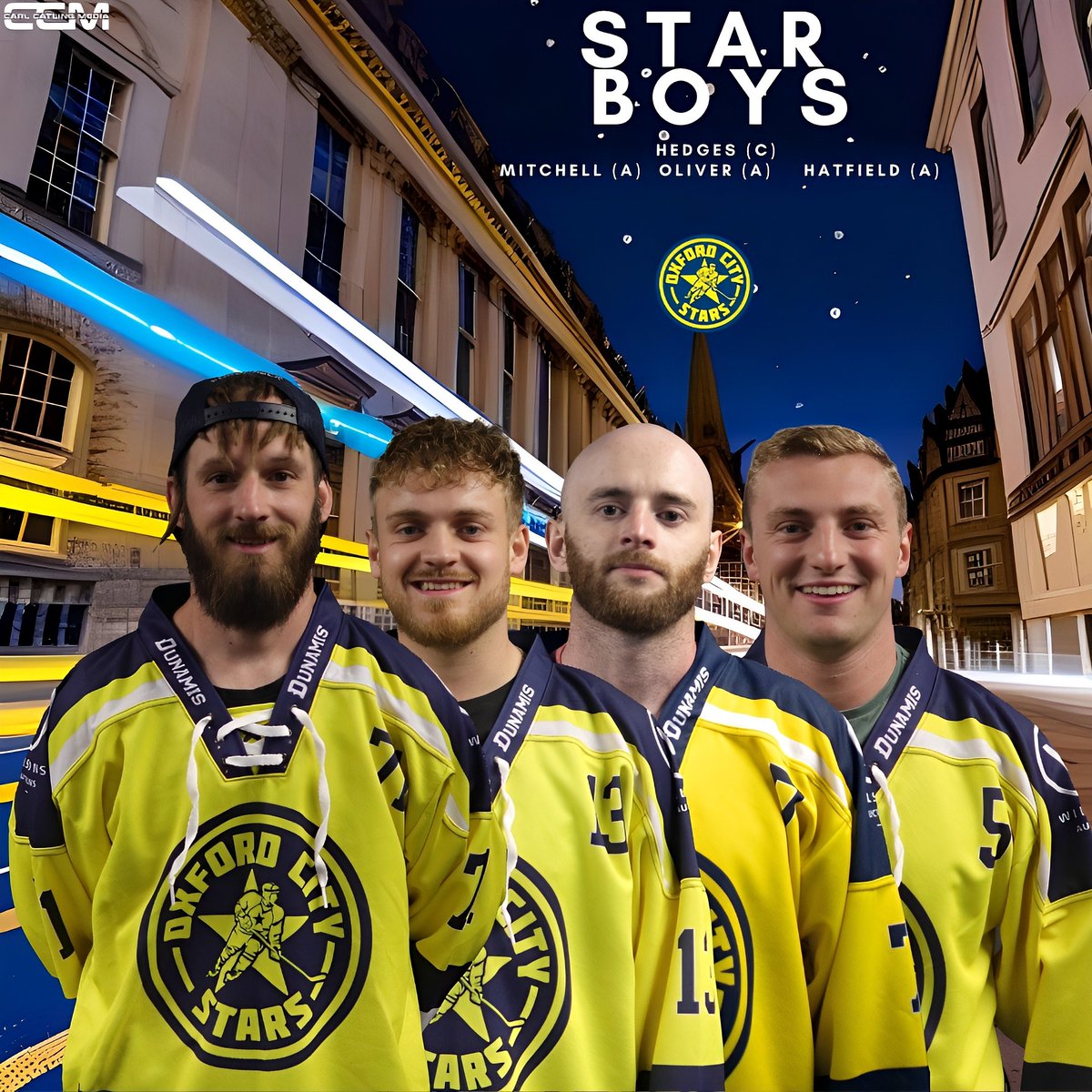Meet your captains leading the way for Oxford City Stars in the 23/24 season! ⭐️🏒

👑 Captain: Dax Hedges
🌟 Alternate Captain: Marcus Mitchell
🌟 Alternate Captain: Josh Oliver
🌟 Alternate Captain: Harry Hatfield
