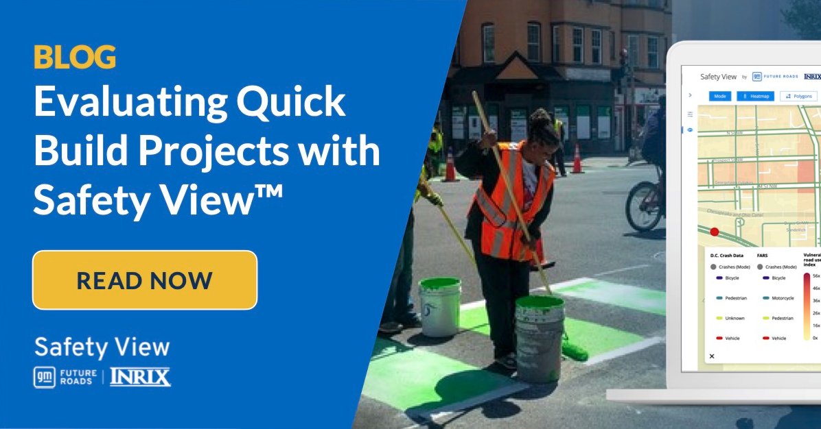 Quick-build projects are paving the way for innovative, temporary changes to our roadways. These projects not only enhance road safety but also provide valuable insights for future permanent projects. Learn how Safety View can help. inrix.com/blog/evaluatin…