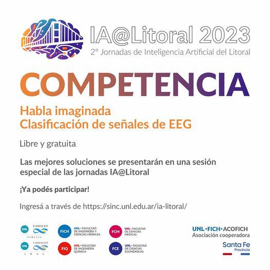 CienciaSantaFe's tweet photo. #Agendate | Competencia: Identificando el habla imaginada con IA

🧠 El objetivo de estas jornadas es brindar una actualización sobre lo último en Inteligencia Artificial y fortalecer la comunidad de IA en la región.

ℹ️ Todos los detalles: https://t.co/aw5iLdrlg8 https://t.co/CWoSBzUvnK