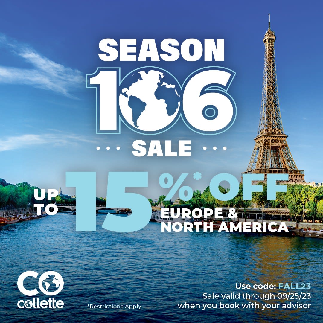 kick off our newest season of travel, we’re offering up to 15%* off Europe and 10%* off North America tours for travel January through August 2024. This sale will run from September 18th–25th (with an early access booking window September 11th–17th).

#vacationpackages #travel